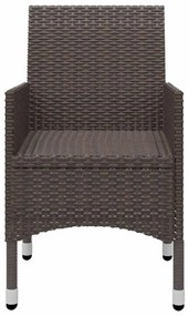3 pcs conjunto de jantar para jardim com almofadões castanho