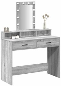 Mesa de Maquilhagem vidaXL com luzes LED Cinzento Sonoma 100x41x140 cm