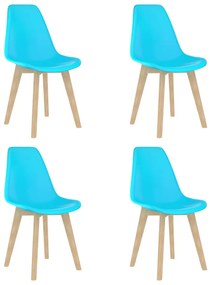 vidaXL Cadeiras de jantar 4 pcs plástico azul