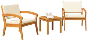 Conjunto de Bistro de 3 Peças da com Almofadas - Feito de Madeira de A