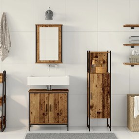 Conjunto de 3 Peças de Móveis para Banheiro Madeira Antiga Madeira Fab