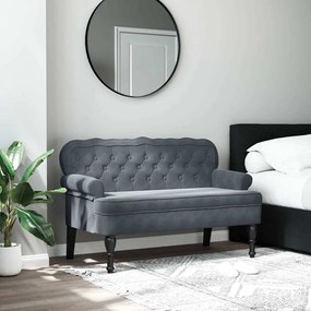 Banco com encosto 119,5x64,5x75 cm veludo cinzento-escuro