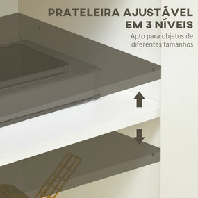 HOMCOM Aparador de Sala de Estar Armário de Armazenamento Móvel Auxiliar de Cozinha com 2 Portas e Prateleira Ajustável para Sala de Jantar Entrada 80x37x75 cm Branco e Madeira