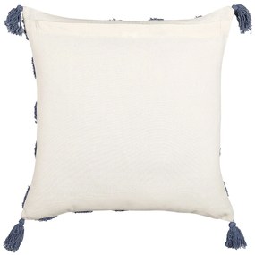Conjunto de 2 almofadas decorativas tufadas em algodão creme e azul 45 x 45 cm JACARANDA Beliani