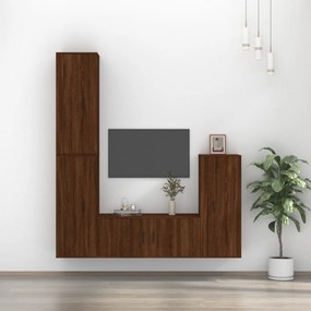 vidaXL Conjunto móveis de TV 4pcs madeira processada carvalho castanho
