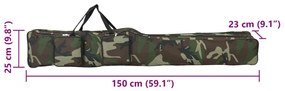 Saco para cana de pesca 150 cm tecido oxford camuflagem verde