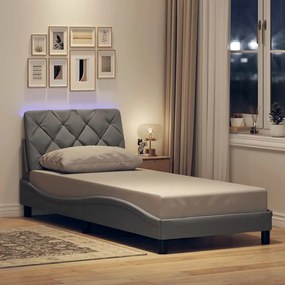 vidaXL Estrutura de cama com LED sem colchão 90x190 cm tecido