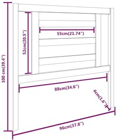 Cabeceira de cama 96x4x100 cm pinho maciço branco