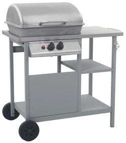 Grelhador/BBQ gás mesa de apoio 3 prateleiras prateado