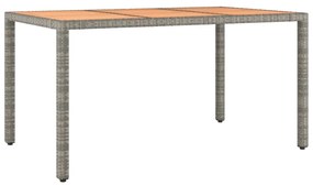 7 pcs conjunto de jantar p/ jardim c/ almofadões vime PE cinza