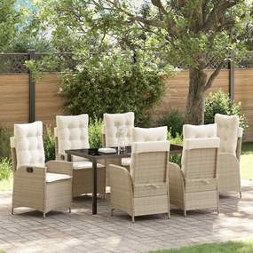 vidaXL Conjunto de Jantar de Jardim com Almofadas Bege Poliratana