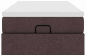 Estrutura cama otomana colchão 100x200cm tecido castanho escuro