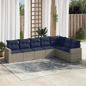 vidaXL 7 pcs conjunto sofás p/ jardim c/ almofadões vime PE cinzento