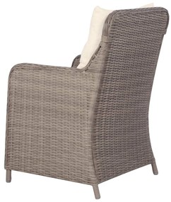 Cadeiras de exterior c/ almofadões 2 pcs vime PE castanho