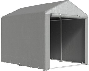 Outsunny Abrigo para Ferramentas Bicicletas e Motos 1,6x2,2x1,7 cm Garagem Portátil com 2 Habitações Cinza Claro | Aosom Portugal