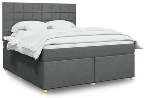 vidaXL Cama com molas/colchão 180x200 cm tecido cinzento-escuro