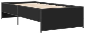 Estrutura de cama 75x190 cm derivados de madeira e metal preto