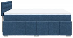 Cama com molas/colchão 160x200 cm tecido azul