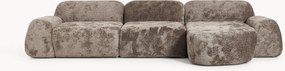 Sofá de canto modular em teddy-bouclé Wolke (4 lugares)