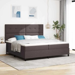 vidaXL Cama Box com Colchão e LED - Castanho Escuro, 200 x 200 cm Tecido