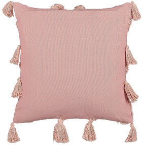 Almofada decorativa tufada em algodão rosa 45 x 45 cm TORENIA Beliani
