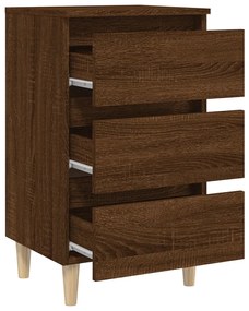 Mesa de cabeceira pernas de madeira maciça carvalho castanho
