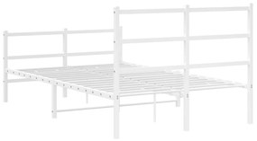 Estrutura de cama com cabeceira e pés 120x200 cm metal branco