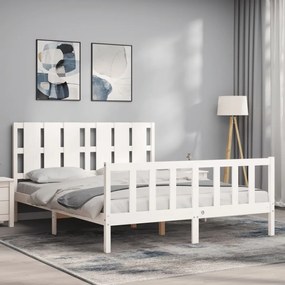 Cama sem colchão 160x200 cm madeira de pinho maciça branco