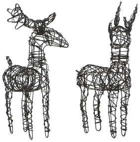 Decorações renas de Natal 6pcs 240 luzes LED vime branco quente