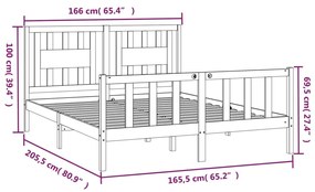 Estrutura de cama com cabeceira 160x200 cm pinho maciço branco