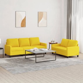 vidaXL 2 pcs conjunto de sofás com almofadões tecido amarelo-claro