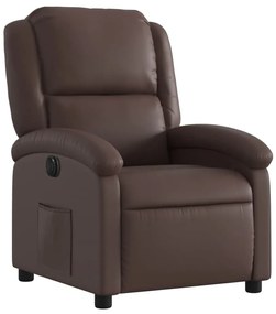 Poltrona reclinável elétrica couro artificial castanho