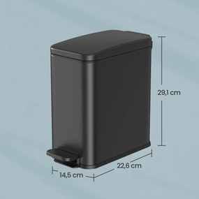 Caixote do lixo para casa de banho, 5 litros 29,9 x 14,4 x 29 cm preto