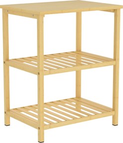 HOMCOM Mesa de apoio em bambu, 3 níveis com prateleiras de ripas, para espaços pequenos, sala de estar & quarto, natural | Aosom Portugal