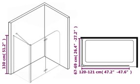 Divisória de chuveiro c/ dobragem dupla ESG 120x68x130 cm