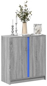 Aparador com luzes LED derivados de madeira cinzento sonoma