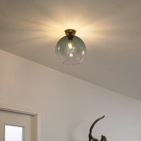 Plafon Art Déco Latão com Vidro Verde - Sandra