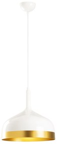 Candeeiro de Teto Saglam – Branco e Dourado – 30 cm de Diâmetro, 128 c