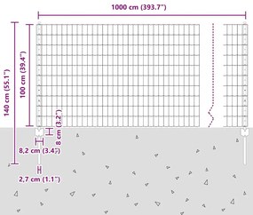 Cerca Euro com 10 Postes Prateados 1x10 m Aço