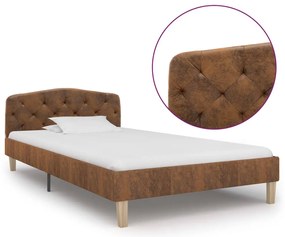 Estrutura de cama 90x200 cm camurça artificial castanho