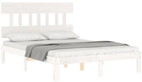 Cama sem colchão 140x200 cm madeira de pinho maciça branco