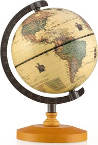 Mini Globo terrestre antigo com 14 cm de diâmetro  terrestre giratório com base de madeira para aprender geografia Bronze
