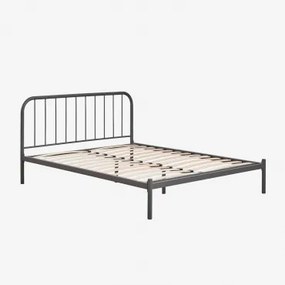 Cama Em Ferro Asteri Cinza Grafito & 160 X 200 Cm - Sklum