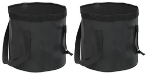 vidaXL Baldes dobráveis 2 pcs 30 L PVC preto