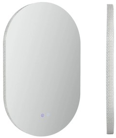 kleankin Espelho Casa de Banho com Luzes LED 81x51 cm 3 Cores Ajustáveis Função Antiembaciamento e Interruptor Tátil Prata