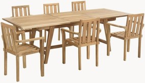 Conjunto de jantar para jardim em madeira de teca Fun, conjunto de 7