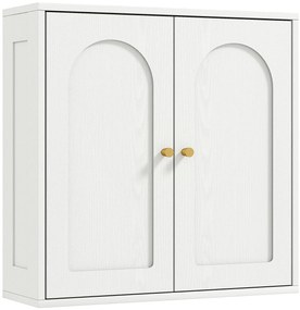 HOMCOM Armário de Casa de Banho de Parede Móvel de Casa de Banho Suspenso com Prateleiras 2 Portas com Desenho em Arco 60x20x60 cm Branco | Aosom Portugal