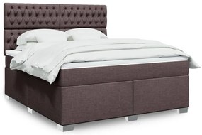 vidaXL Cama com molas/colchão 180x200 cm tecido castanho-escuro