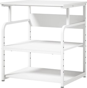 HOMCOM Suporte para Impressora com Rodas, 3 Níveis e Prateleira Ajustável 60x50x68 cm Branco | Aosom Portugal