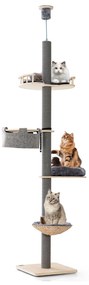 Árvore gótica para gatos, torre para gatos de 135 cm de altura com cama para gatos e condomínio em formato de arco - preta
